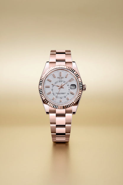 gold Seiko watch on a black background